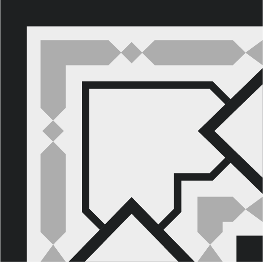 Border corner tile Vinculum Esquina with diamonds and rhombi, bands and lines